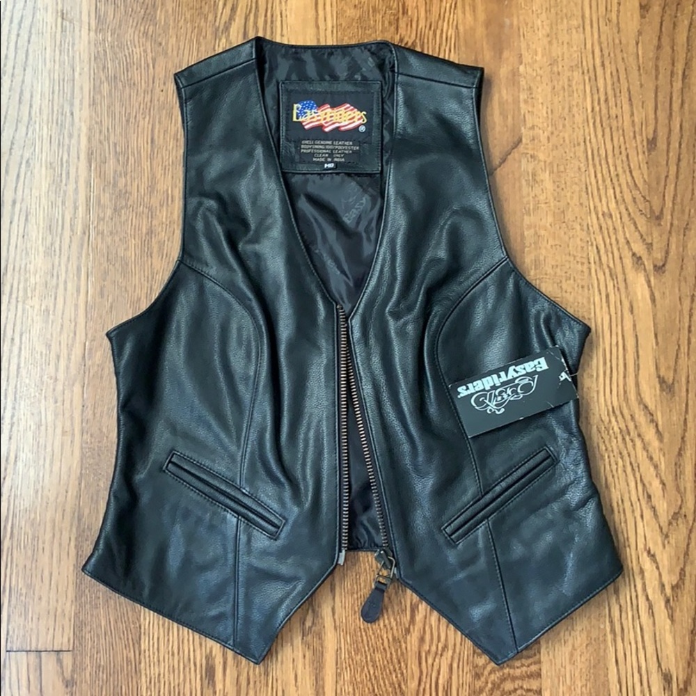 Easyriders Black Leather motorcycle vest Sz Md